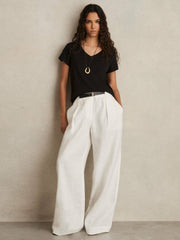 Cotton-Jersey V-Neck T-Shirt in Black