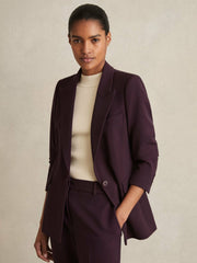 Tailored Single Breasted Suit Blazer in Berry