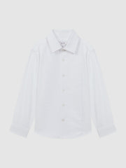 9-14 yrs Slim Fit Textured Bib Dinner Shirt in White