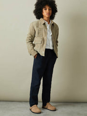 9-13 yrs Striped Linen Cutaway Collar Shirt in White