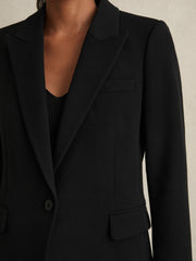 Petite Tailored Single Breasted Suit Blazer in Black