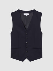 Modern Fit Wool Blend Waistcoat in Navy