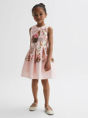 Senior Scuba Floral Printed Dress in Multi