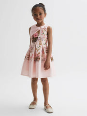 Senior Scuba Floral Printed Dress in Multi