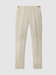 Slim Fit Linen Adjuster Trousers in Stone