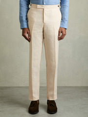 Slim Fit Linen Adjuster Trousers in Stone