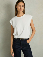 Cotton Capped Sleeve T-Shirt in White