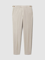 Slim Fit Side Adjuster Trousers in Stone