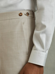 Slim Fit Side Adjuster Trousers in Stone
