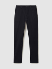 Slim Fit Washed Cotton Blend Chinos in Navy