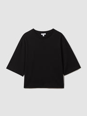 Oversized Cotton Crew Neck T-Shirt in Black