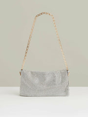 Embellished Chainmail Shoulder Bag in Silver