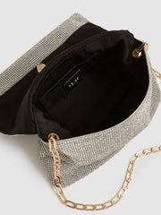 Embellished Chainmail Shoulder Bag in Silver