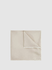 Polka Dot Silk Pocket Square in Stone