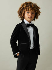 3-9 yrs Single Breasted Velvet Blazer in Black