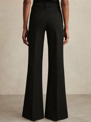 Petite High Rise Flared Trousers in Black