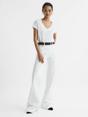 Cotton-Jersey V-Neck T-Shirt in White