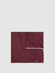 Polka Dot Silk Pocket Square in Burgundy