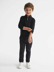 4-9 yrs Merino Wool Zip-Neck Jumper in Navy