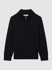 4-9 yrs Merino Wool Zip-Neck Jumper in Navy