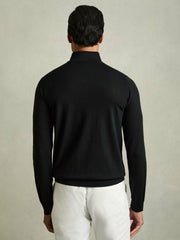 Merino Wool Half-Zip Jumper in Black