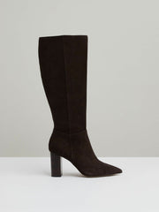 Block Heel Knee High Boots in Chocolate