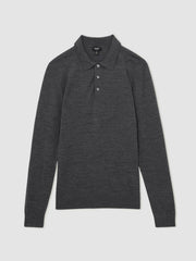 Merino Wool Polo Shirt in Derby Grey Marl