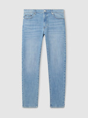 Cotton-Stretch Slim-Fit Jeans in Light Blue Wash