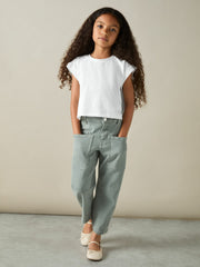 4-9 yrs Cotton-Jersey Cropped T-Shirt in White
