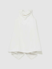 13-14 yrs High-Neck Drape Back Dress in Ivory