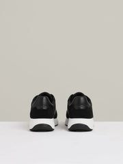 Leather Suede Running Trainers in Black/White