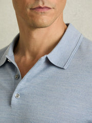 Merino Wool Polo Shirt in Soft Blue