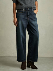 Petite Denim Culotte Jeans in Dark Blue