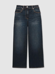Petite Denim Culotte Jeans in Dark Blue