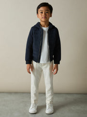 9-13 yrs Interlock Hybrid Hooded Puffer Jacket in Navy