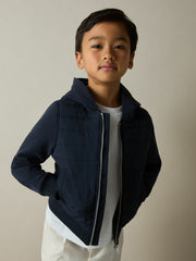 3-9 yrs Interlock Hybrid Hooded Puffer Jacket in Navy