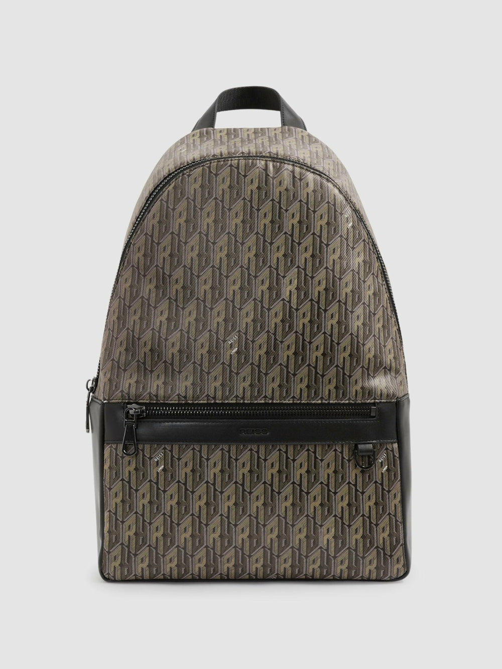 Monogram-Print Coated-Canvas Backpack in Grey Multi