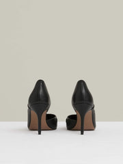 Leather Twist Detail Court Shoes in Black