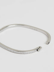Hinged Crystal Cuff in Silver