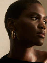 Wave Hoop Earrings in Gold Tone