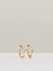 Wave Hoop Earrings in Gold Tone