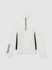 13-14 yrs Funnel-Neck Base-Layer Top in White/Black