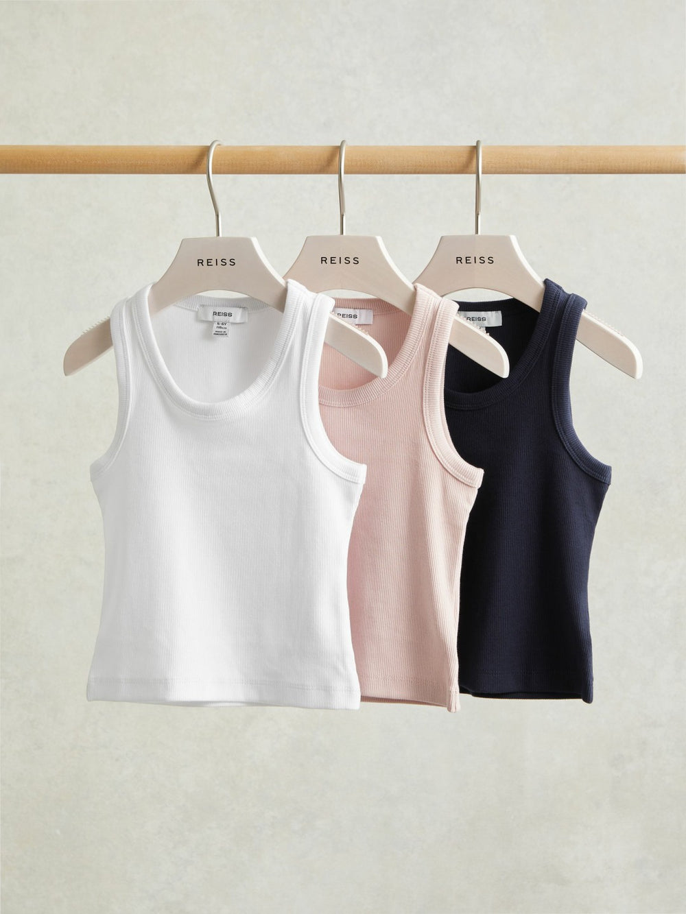 9-13 yrs Stretch-Cotton Ribbed Vest 3 Pack in Multicolour