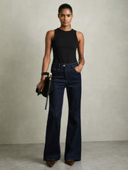 Stretch-Cotton Racerback Vest in Black