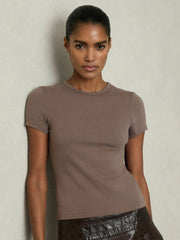 Stretch-Cotton Crew-Neck T-Shirt in Mink