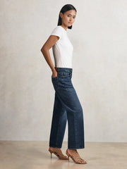 Petite Mid-Rise Straight-Leg Jeans in Mid Blue