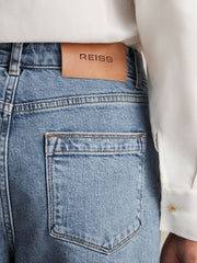 Petite Mid-Rise Straight-Leg Jeans in Light Blue
