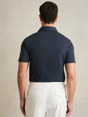 Cotton Short-Sleeve Polo Shirt in Navy