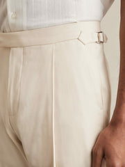 Cotton-Blend Tapered Trousers in Stone