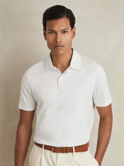 Cotton Short-Sleeve Polo Shirt in White